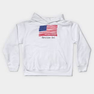 American girl 4th of july independence day Kids Hoodie